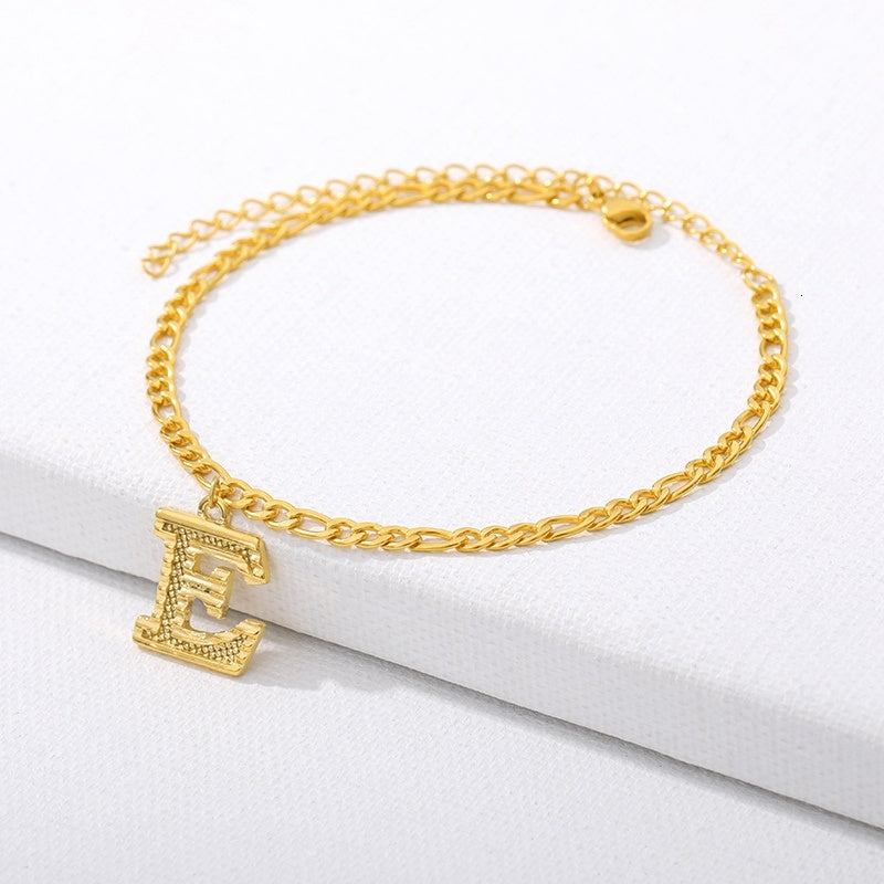 Initial Gold Letter Anklet Alphabet Pendants