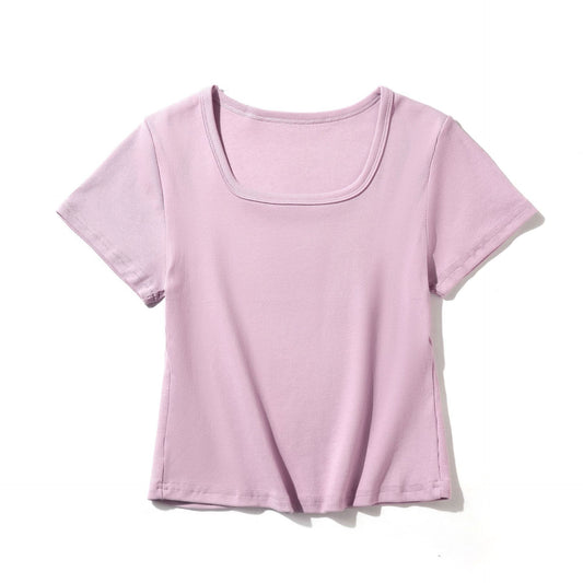 Women's American-style Square Collar Slimming Short-sleeved T-shirt