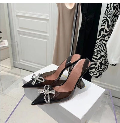 Transparent Bow Pointed Toe Sandals For Women