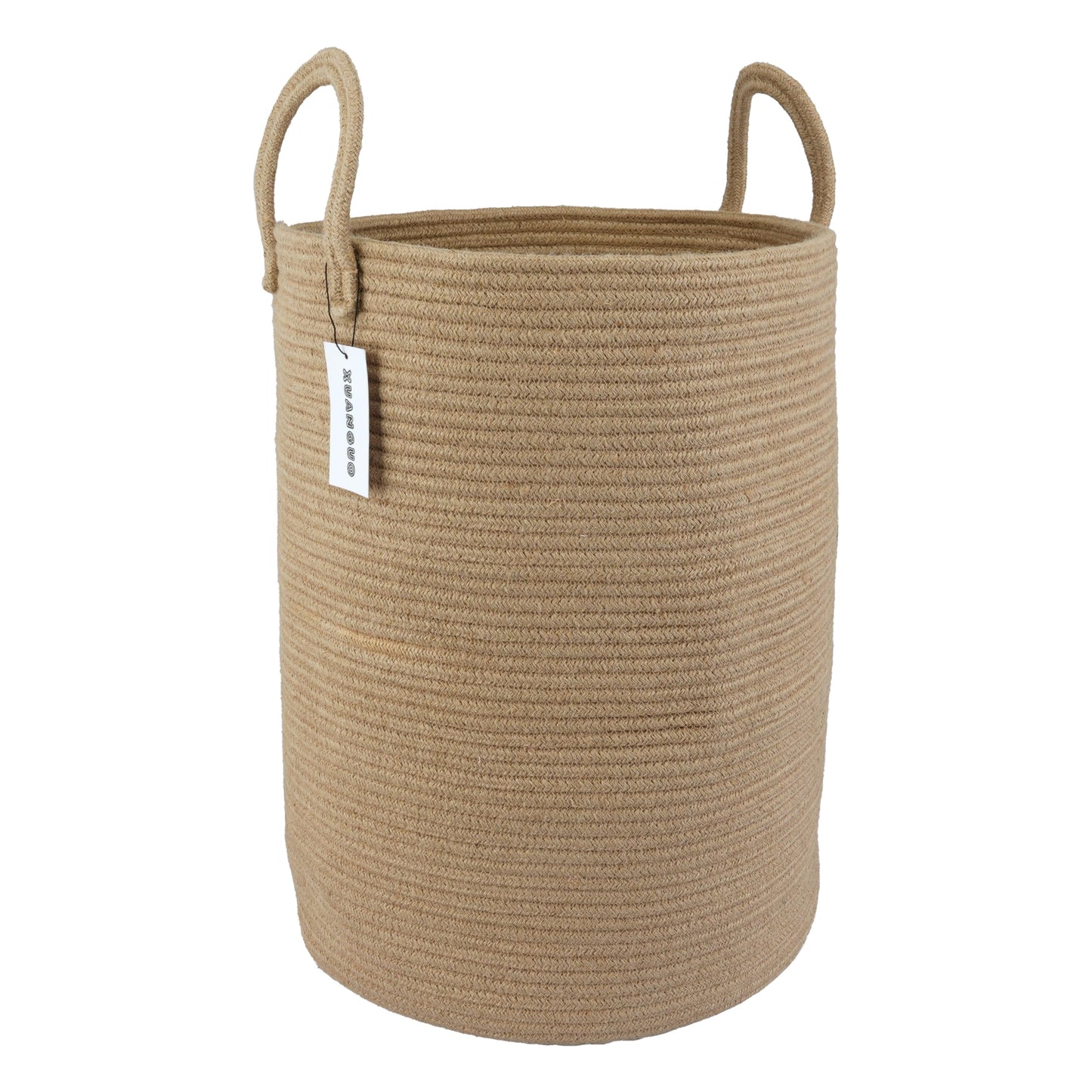 Cotton Boho Rope Laundry Basket – Woven Hamper for Blankets, Toys, and Nursery Storage