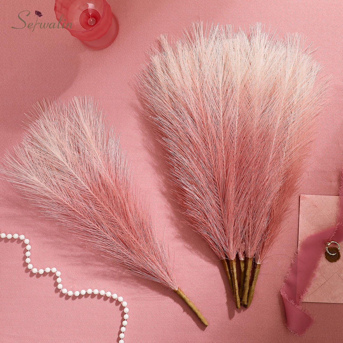 Faux Pampas Grass Decor 17.7 Inch 6pcs, Home Decor