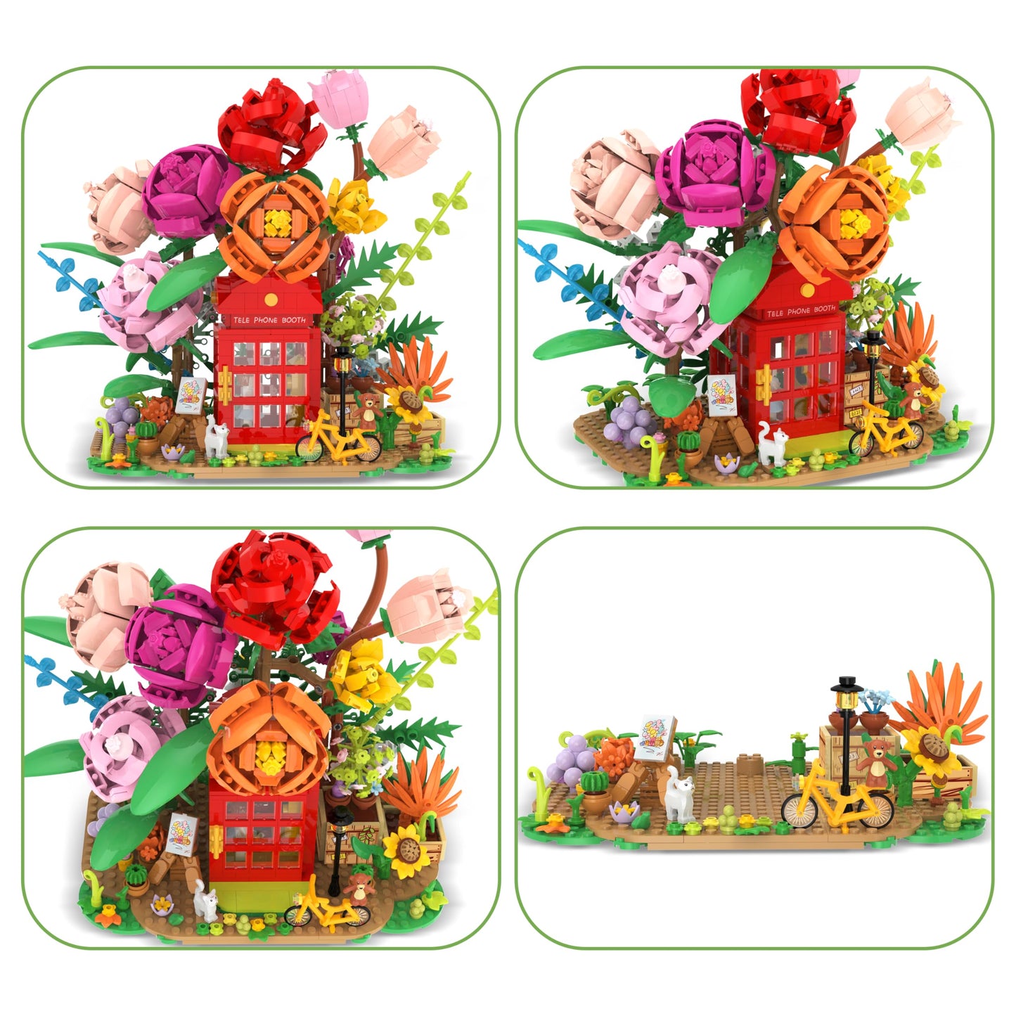 Flower Bouquet Building Kit Bonsai Rose Fower Basket Building Blocks Set