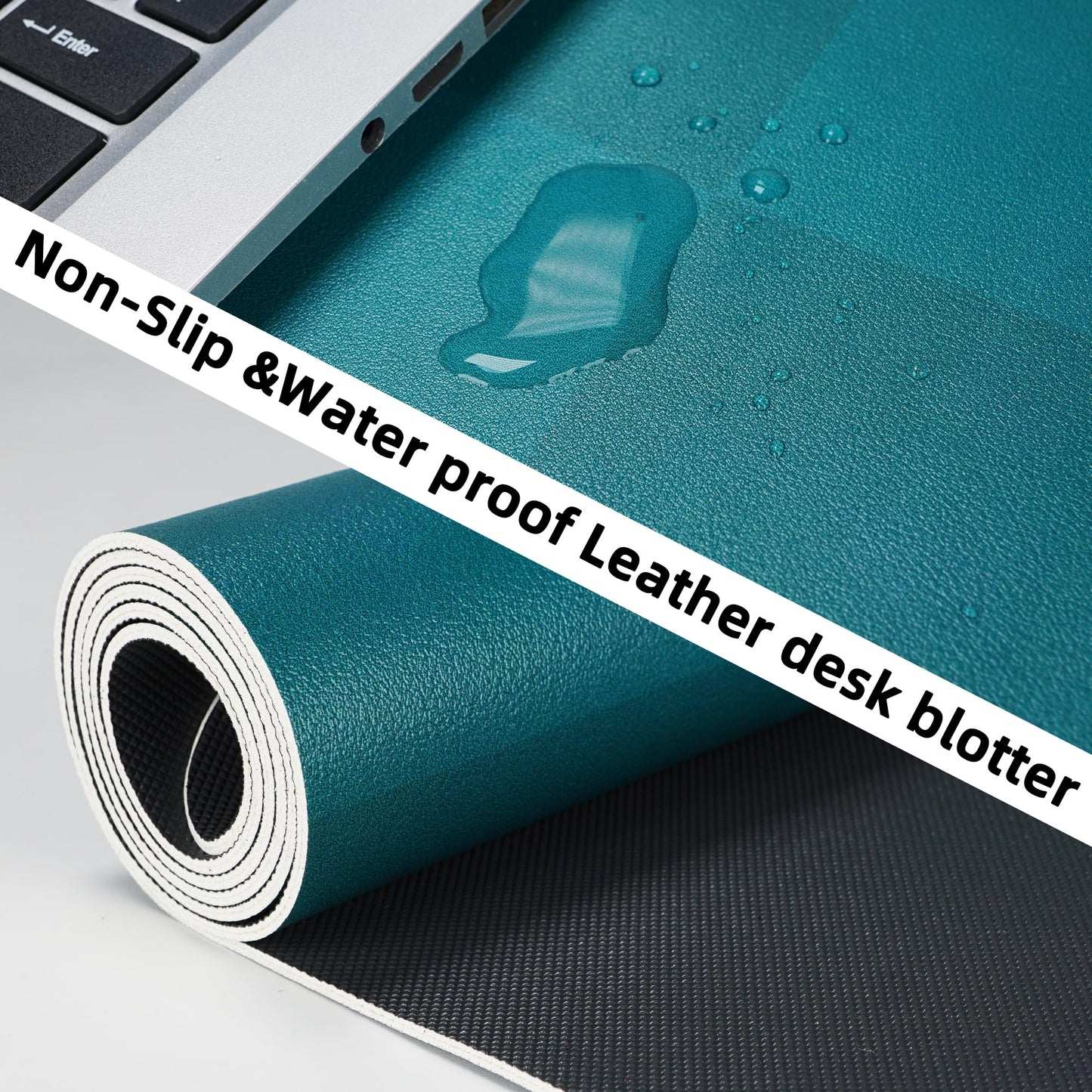 Large Non-Slip Desk Pad - Waterproof PU Leather Desk Protector, 31.5" x 12"