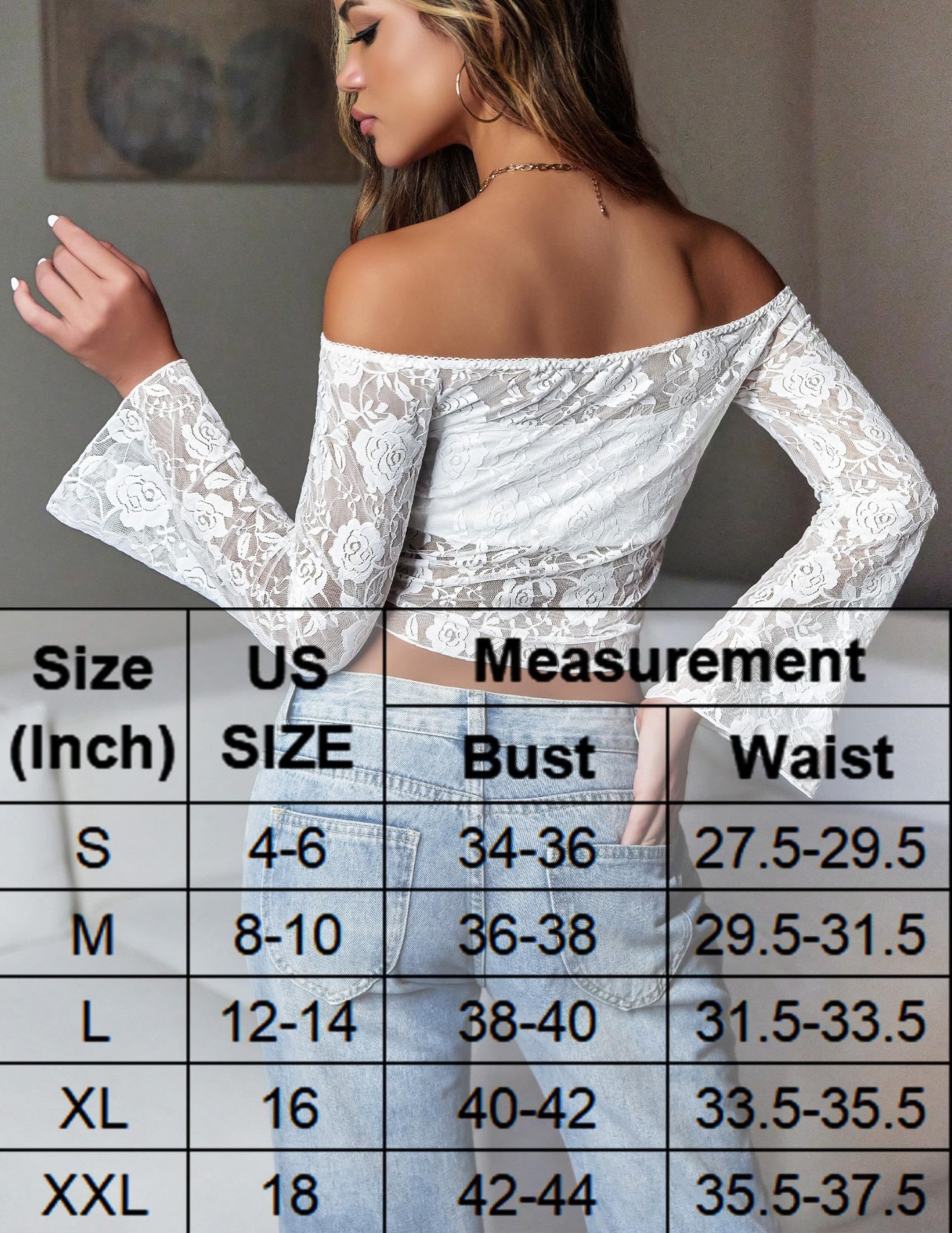 Lace Long Sleeve Y2k Off The Shoulder Tops Sexy Sheer Bell Tops