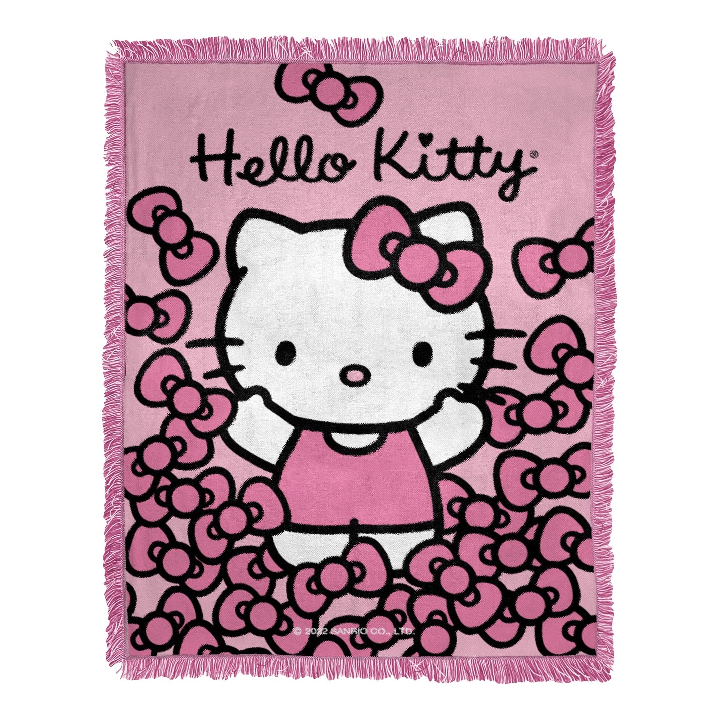 Hello Kitty Woven Jacquard Throw Blanket, 46" x 60", More Bows