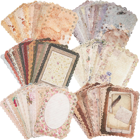 Lace Edged Vintage Paper – Scrapbook & Journal Stationery Set 60-Sheet (4.9"x6.9")