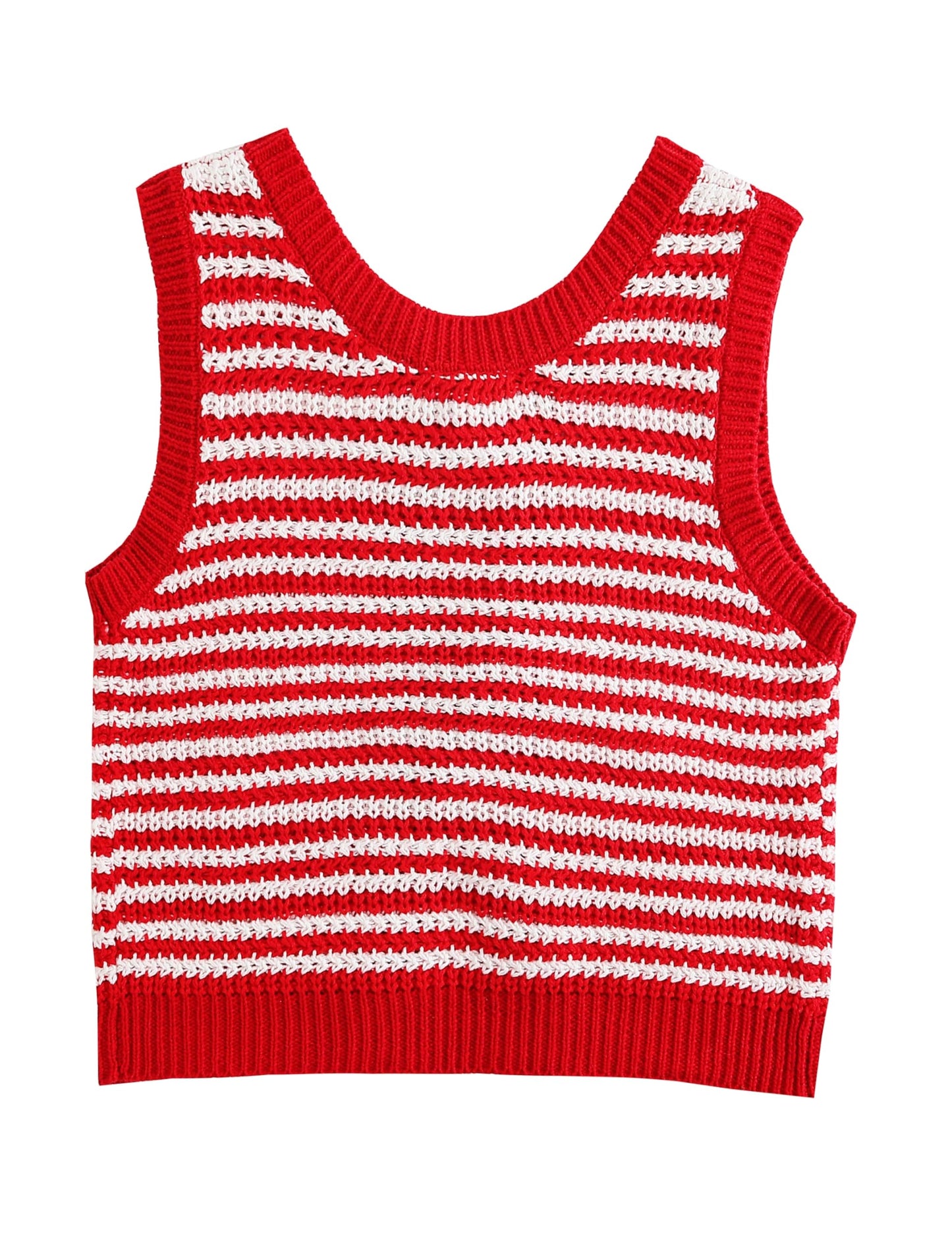 Color Block Tie Back Knit Tank Tops