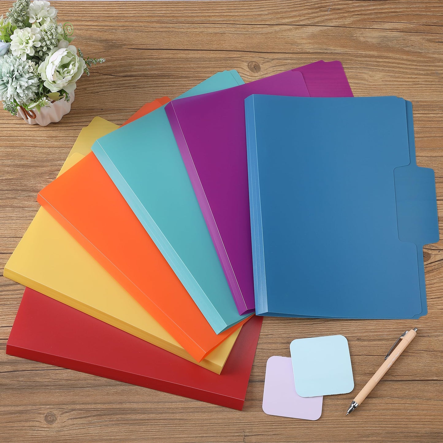 Pastel Colored Poly File Folders, 1/3 Cut Tab, 6 Pack, Letter Size, File Folders