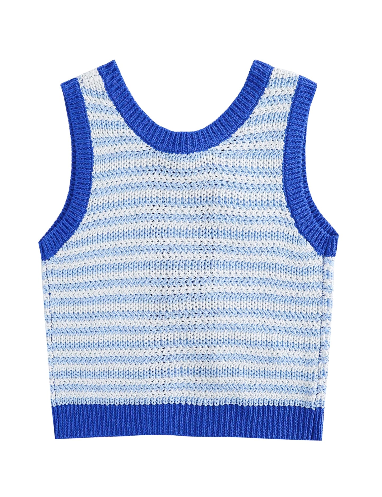 Color Block Tie Back Knit Tank Tops