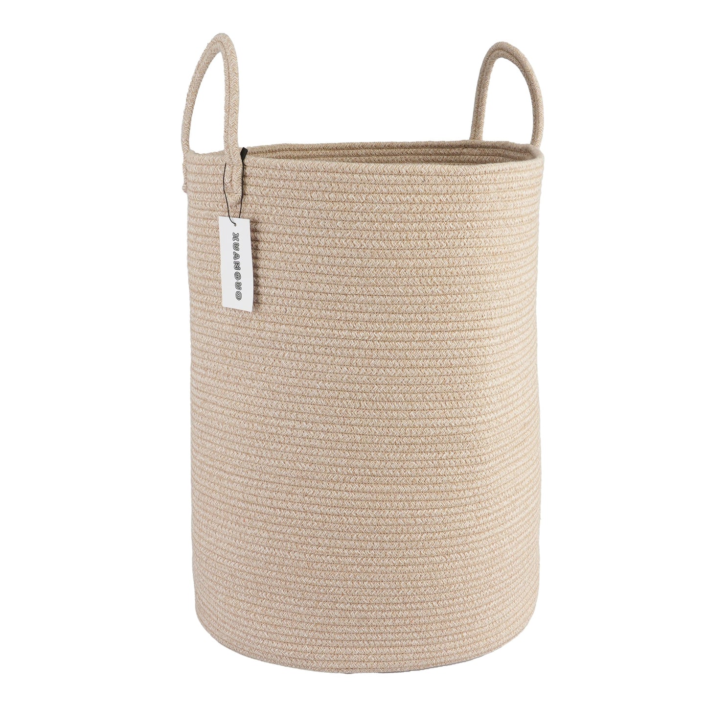 Cotton Boho Rope Laundry Basket – Woven Hamper for Blankets, Toys, and Nursery Storage