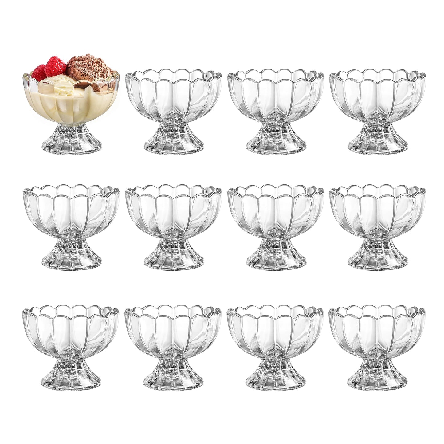 Set of 5oz Footed Tulip Glass Dessert Cups – Perfect for Ice Cream, Sundaes, Fruit, Snacks, Cocktails & Holiday Parties