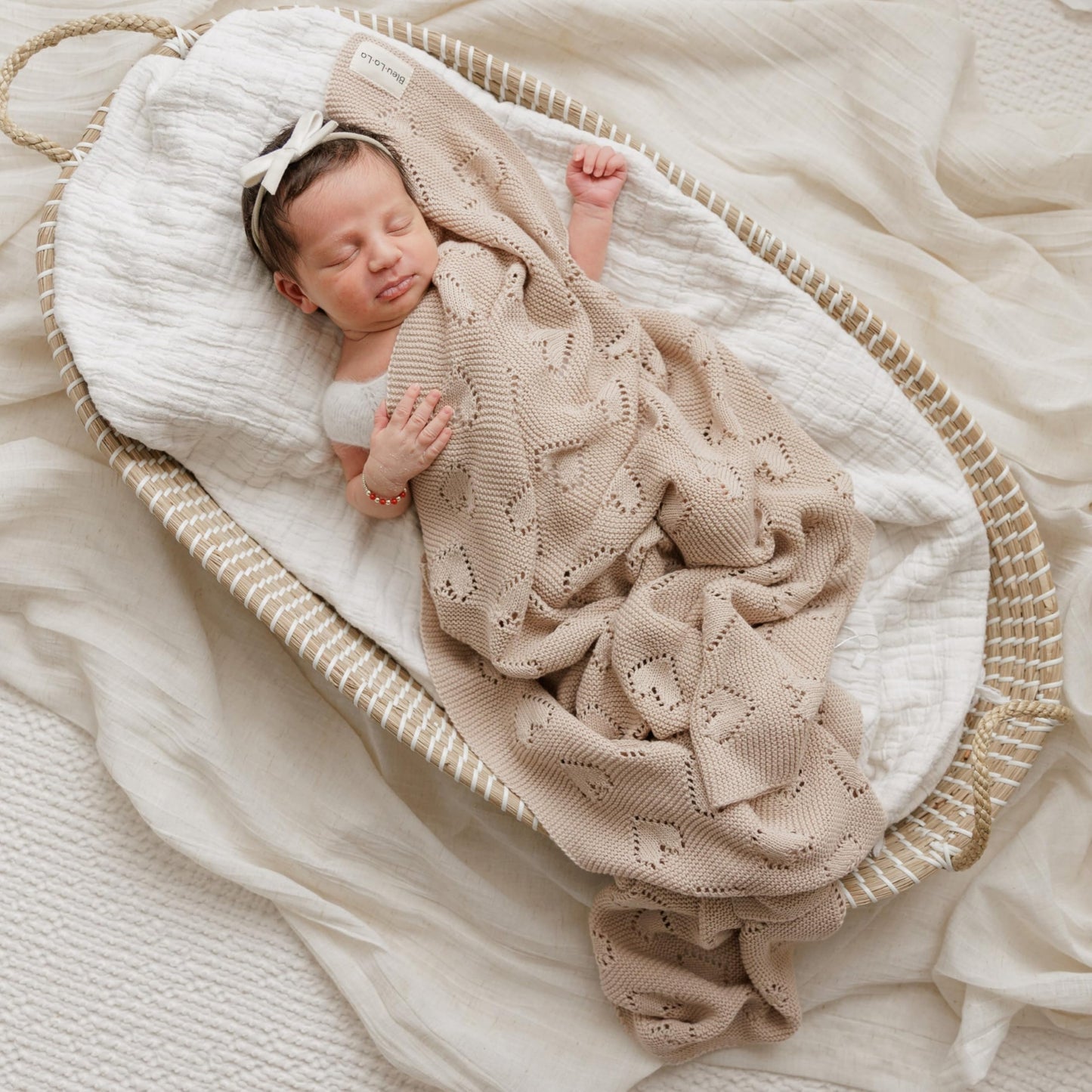 Swaddling Luxury Cotton Knit Heart Baby Blanket