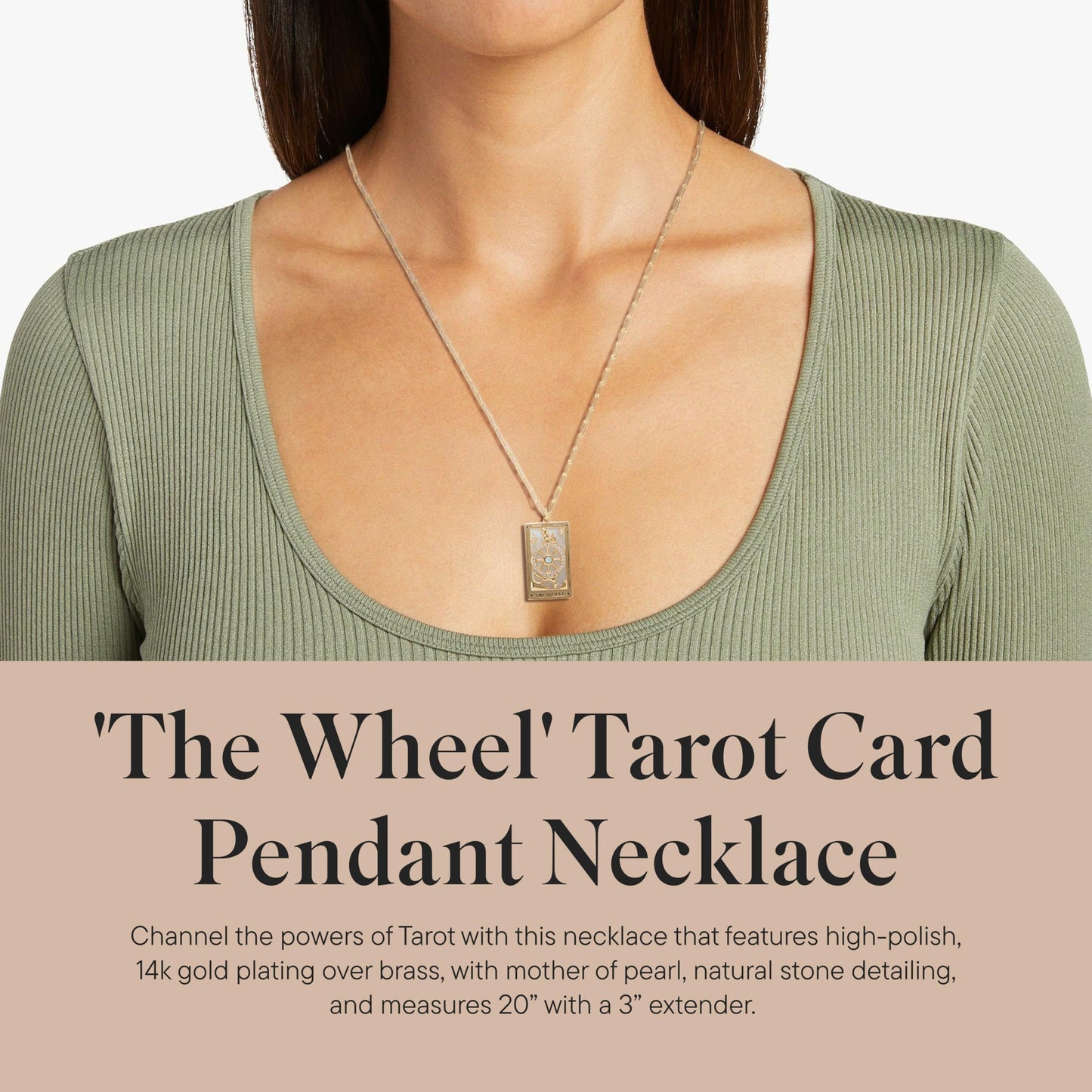 Tarot Card Pendant Necklace - Gold Chain Necklace for Women - 14k Gold Plating