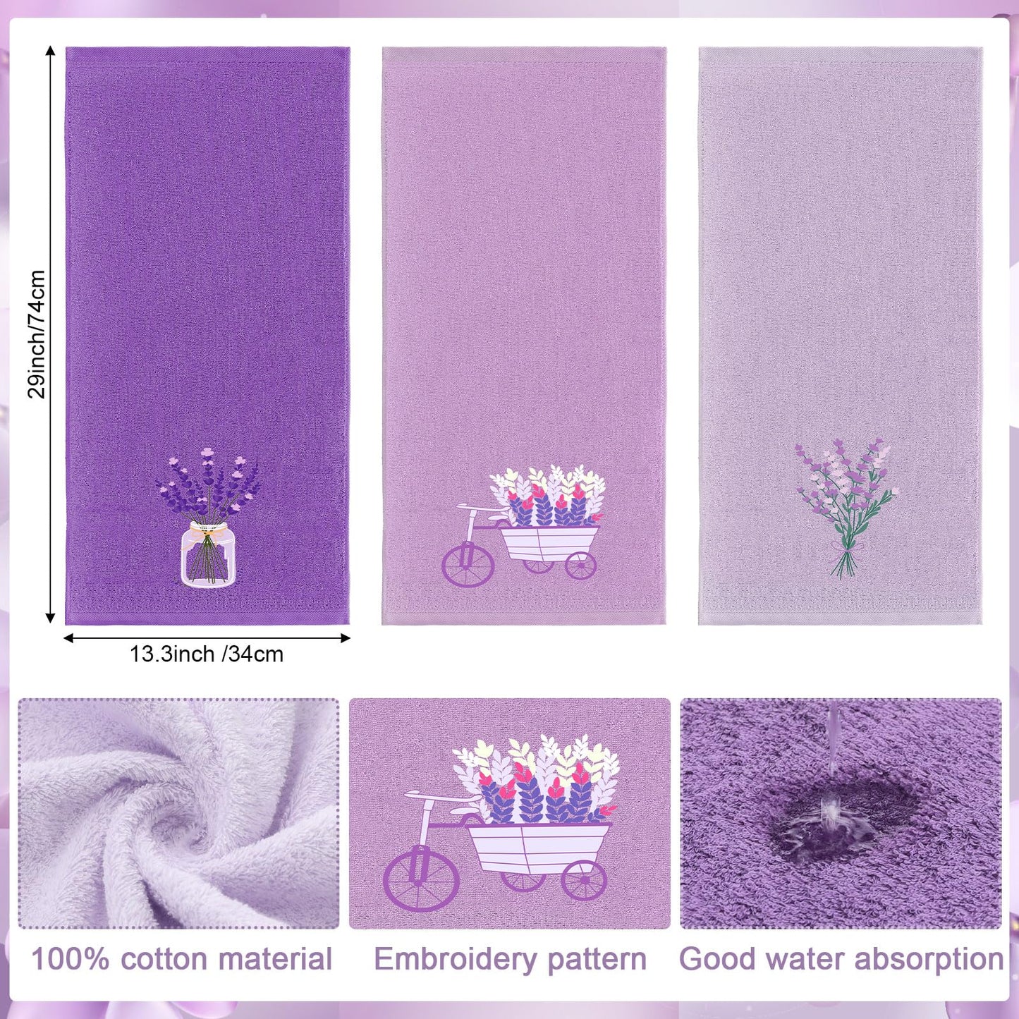 Embroidered Floral Hand Towels - Cute Summer Flowers Cotton Soft Absorbent Towels