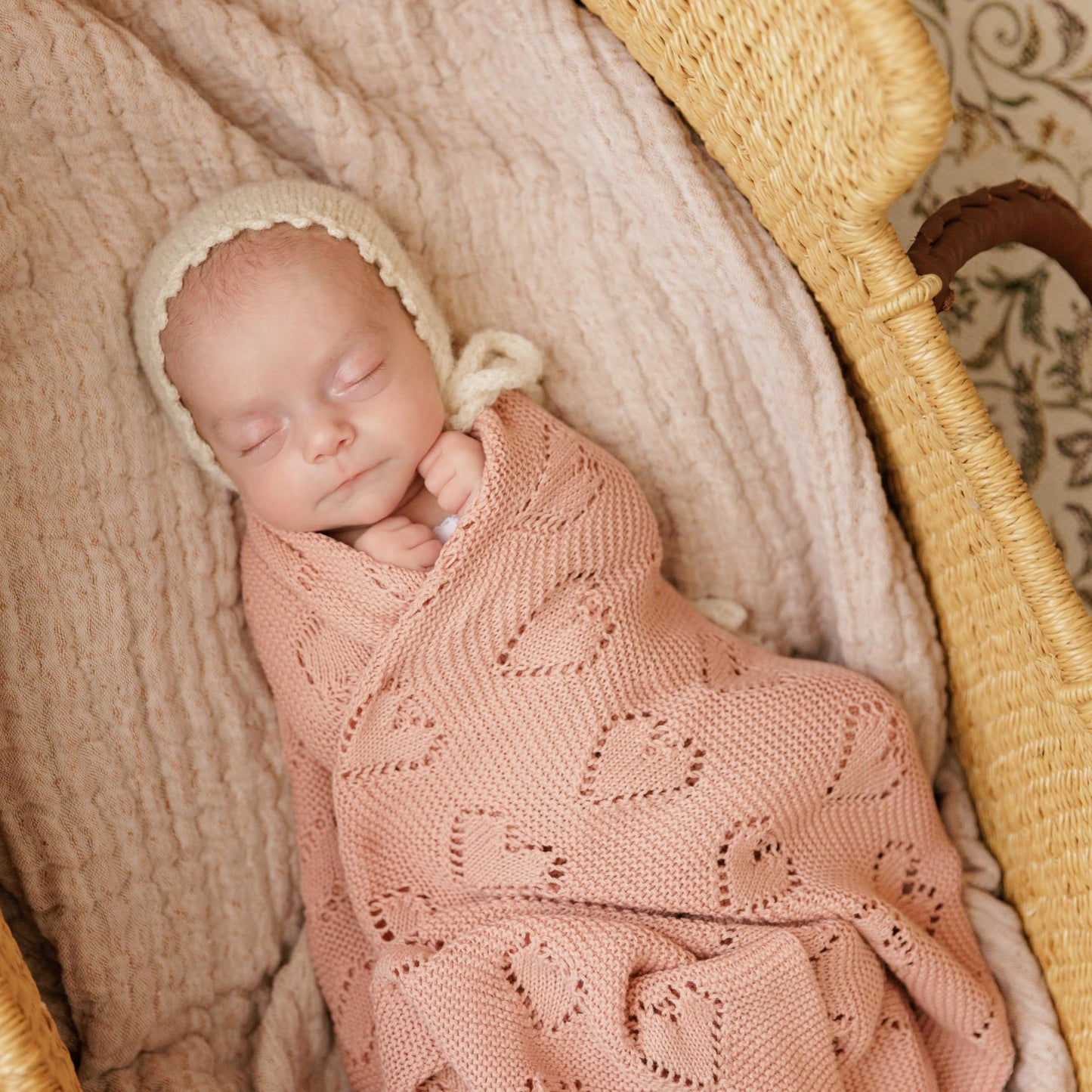 Swaddling Luxury Cotton Knit Heart Baby Blanket