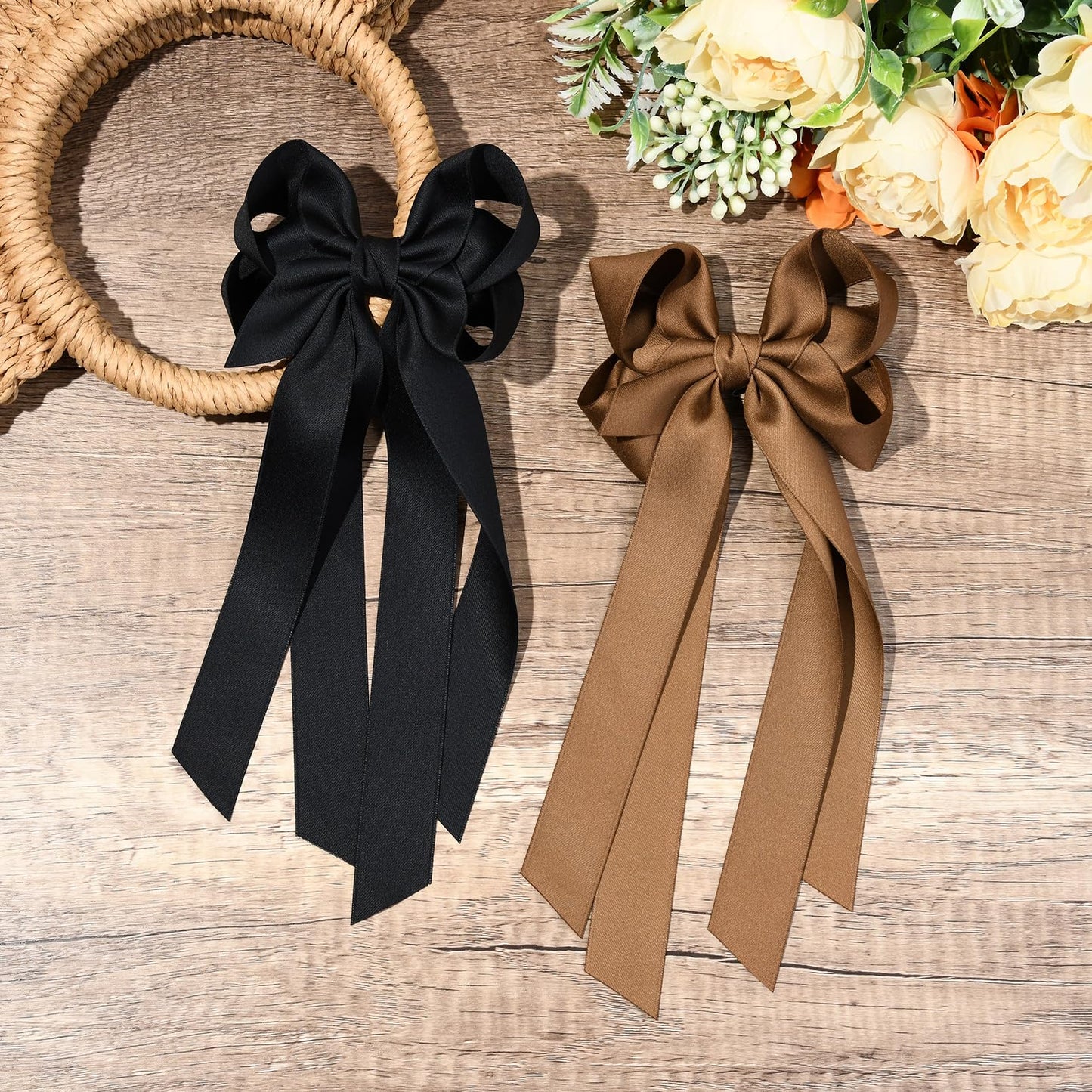 Silky Satin 2PCS Hair Bows Hair Clip - Holder Accessories Slides Metal Clips Hair Bow