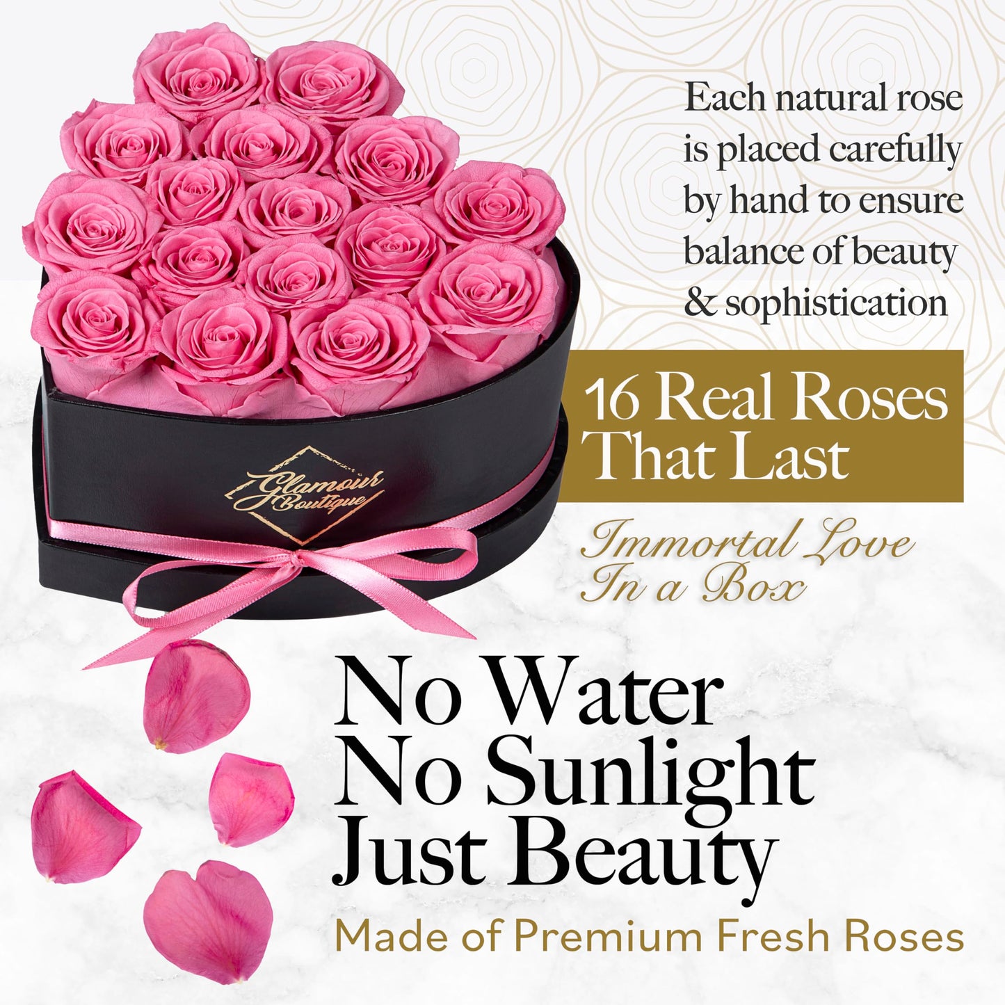 Forever Heart Shape Box - Preserved Roses