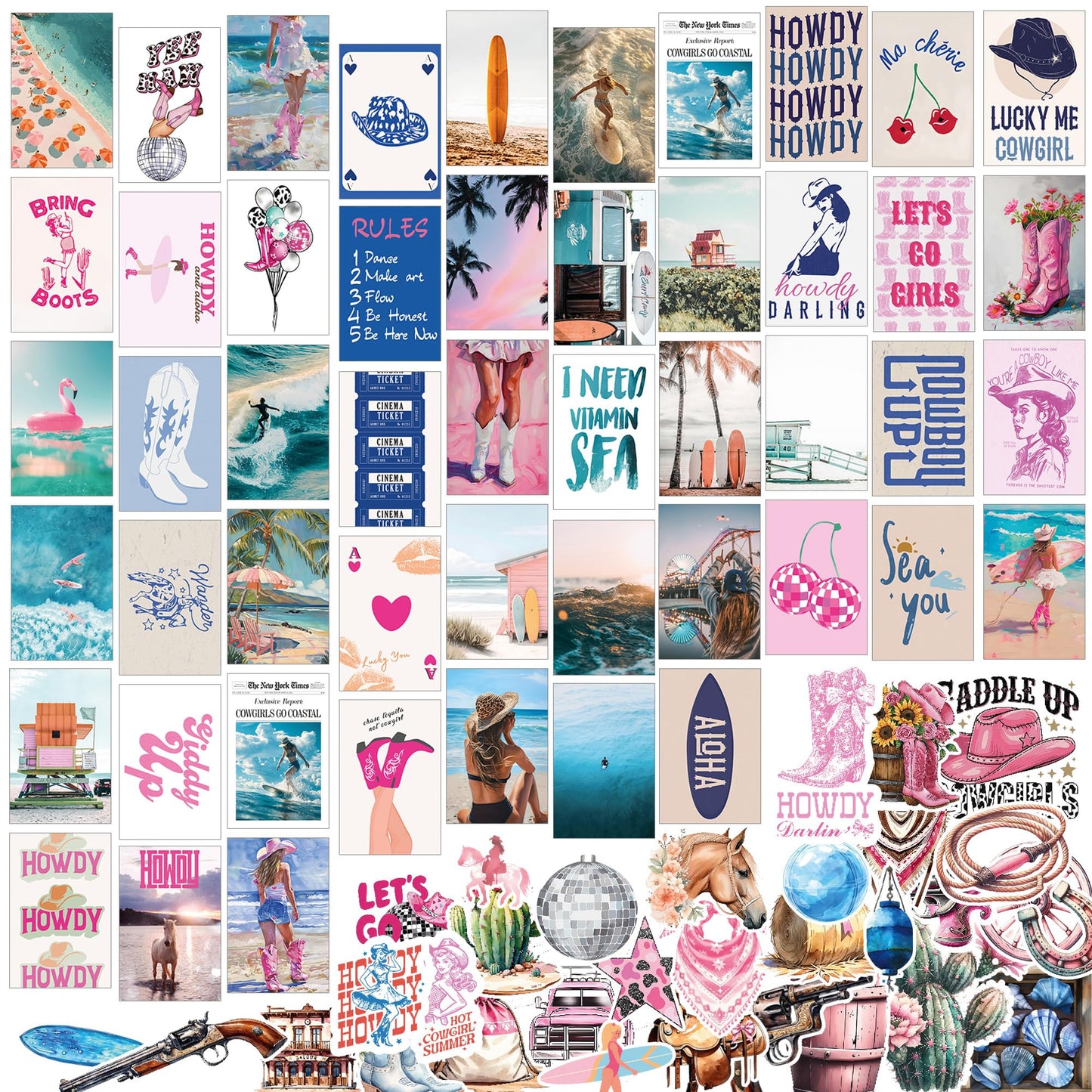 Preppy Aesthetic Wall Collage Kit – Cute Posters for Girls' Bedroom Decor