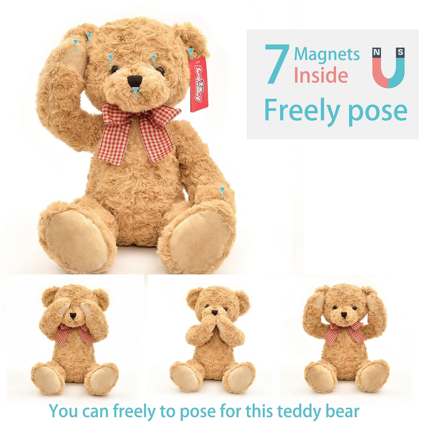 Posed Teddy Bear Stuffed Animal Cute Plush 20”