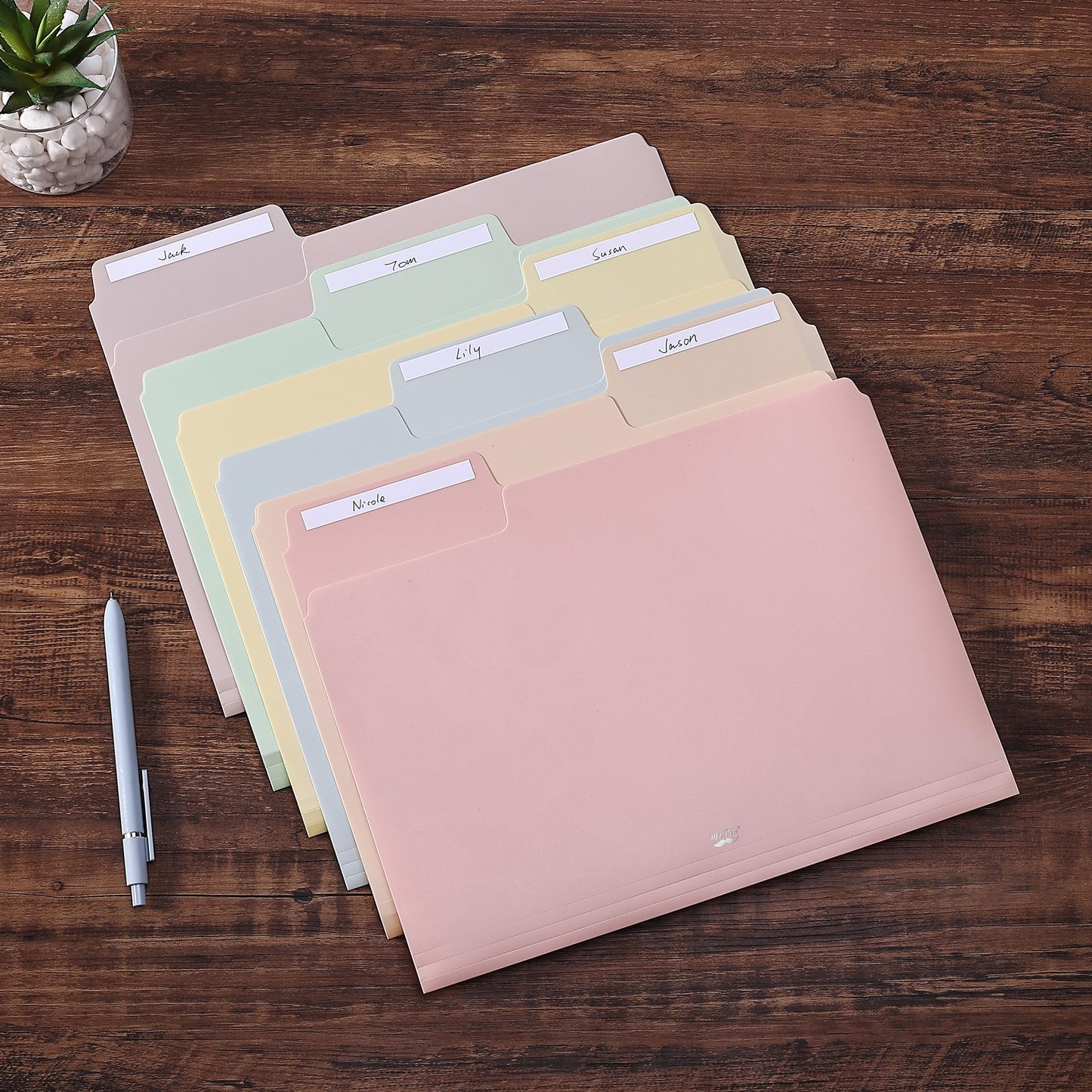 Pastel Colored Poly File Folders, 1/3 Cut Tab, 6 Pack, Letter Size, File Folders