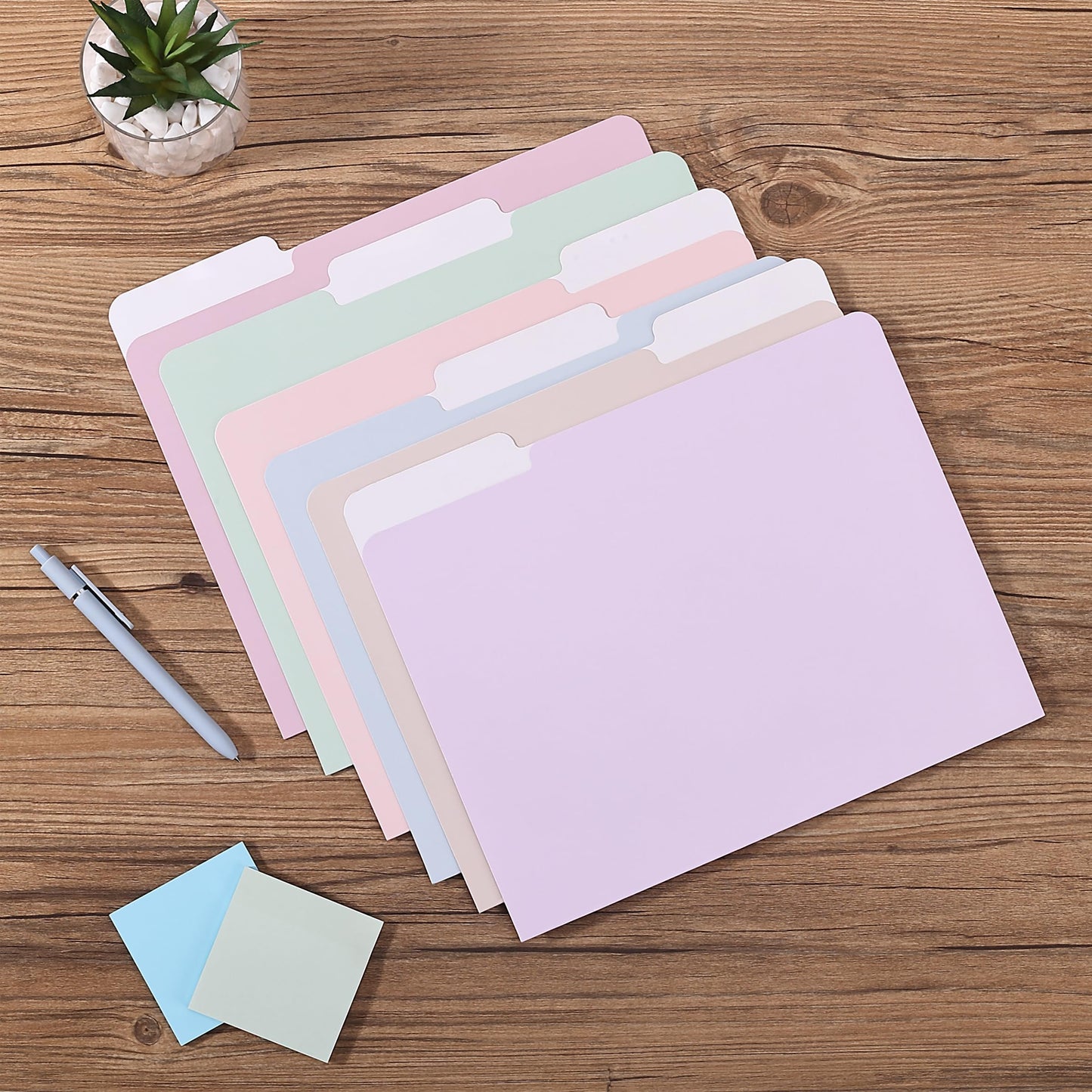 Pastel Colored Poly File Folders, 1/3 Cut Tab, 6 Pack, Letter Size, File Folders