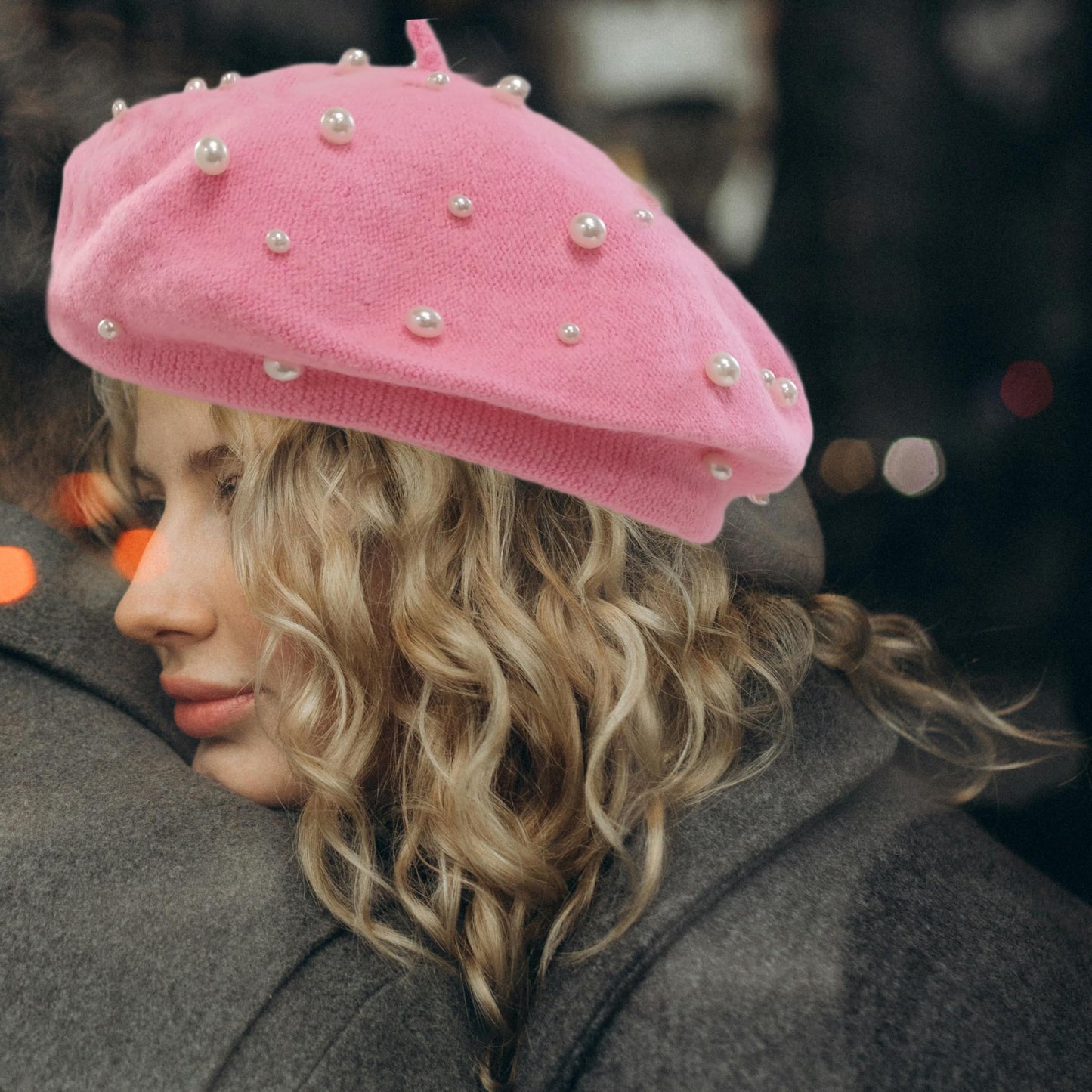 Women Pearl Beret Cap