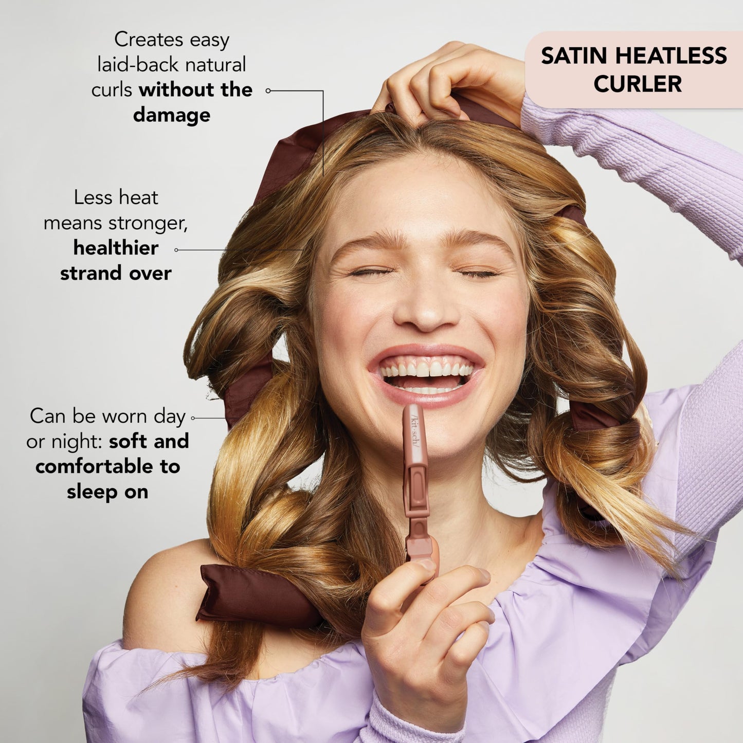 Satin Heatless Hair Curler Set - Heatless Curls Overnight, Hair Rollers for Soft Curls & Frizz-Free Styling, No Heat Curlers to Sleep in, Curling Rod Headband