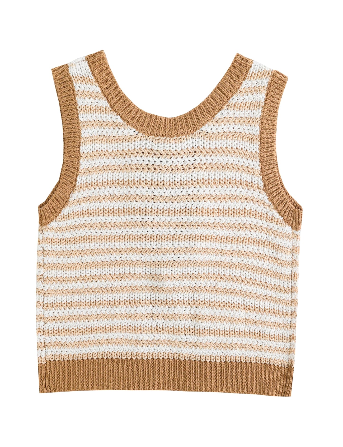 Color Block Tie Back Knit Tank Tops