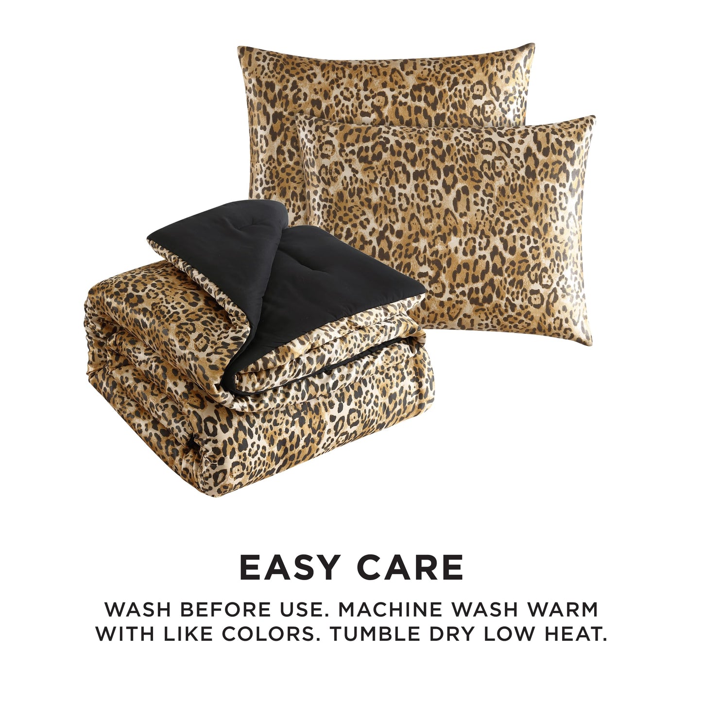 Juicy Couture Leopard Satin Duvet Cover Set - Cheetah Print 2-Piece Machine Washable Reversible Animal Print Bedding Duvet Cover and Sham Set