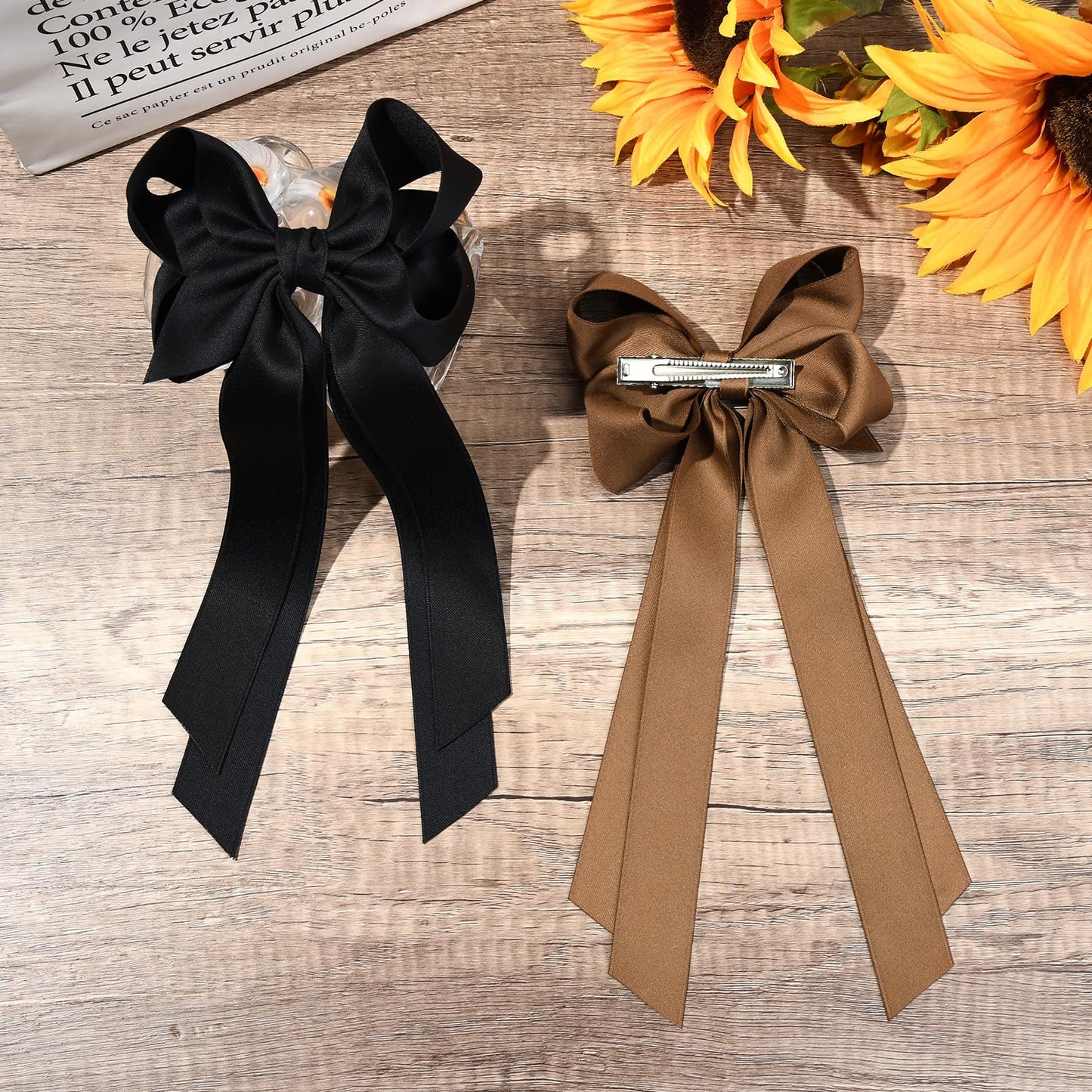 Silky Satin 2PCS Hair Bows Hair Clip - Holder Accessories Slides Metal Clips Hair Bow