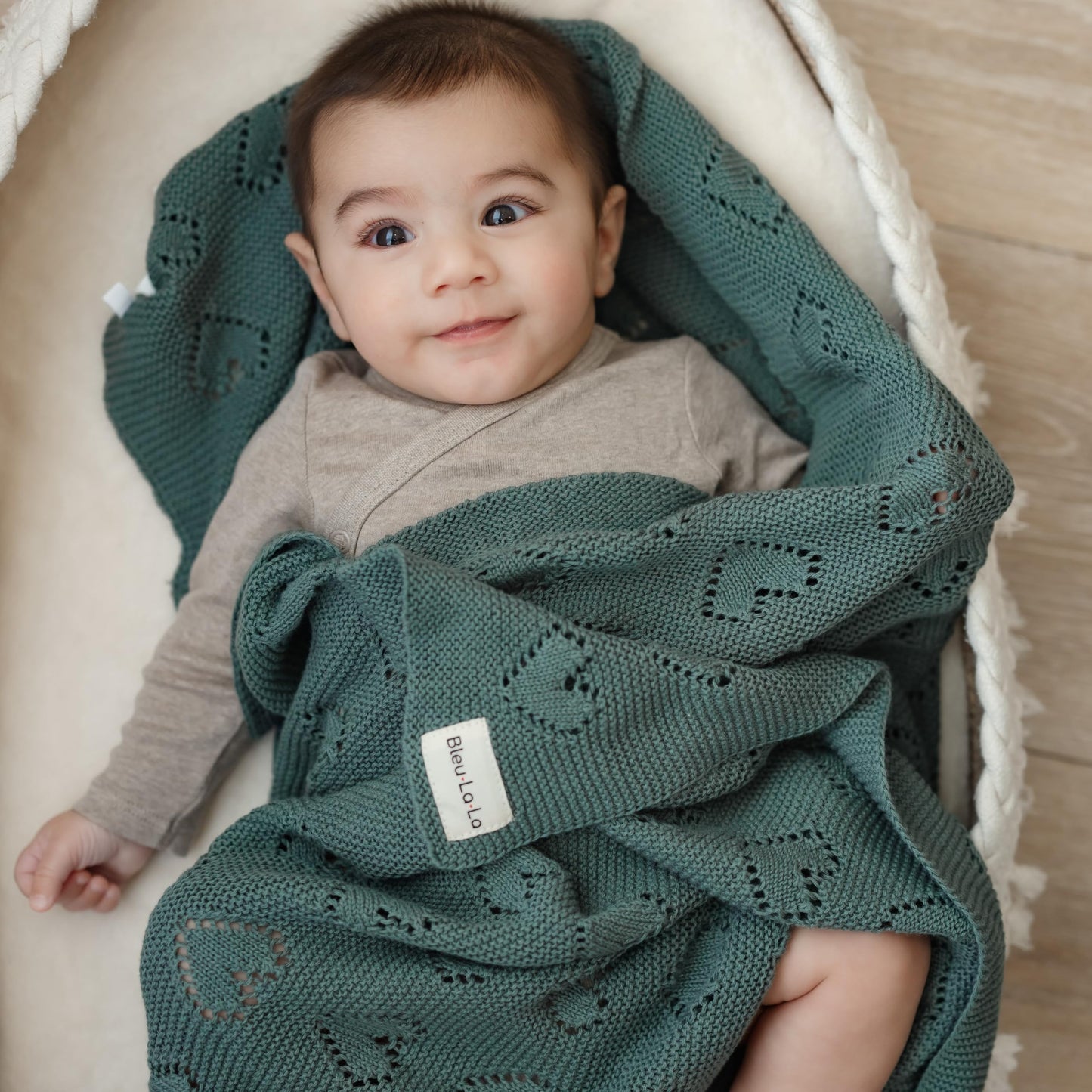 Swaddling Luxury Cotton Knit Heart Baby Blanket