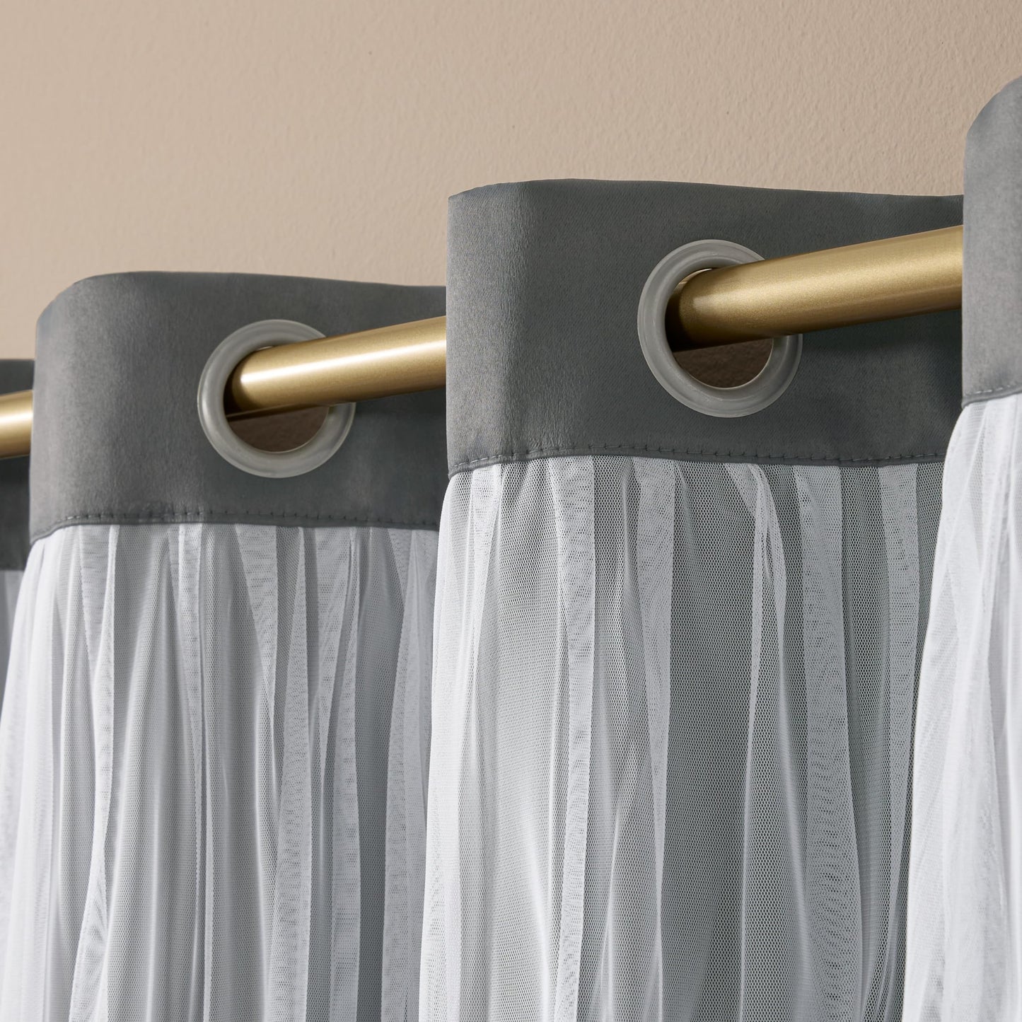 Exclusive Home Catarina Layered Solid Room Darkening Blackout and Sheer Grommet Curtain Panel