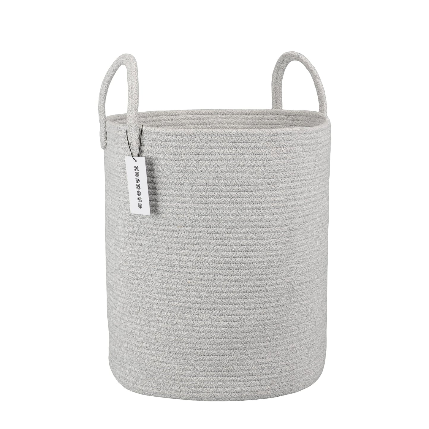 Cotton Boho Rope Laundry Basket – Woven Hamper for Blankets, Toys, and Nursery Storage