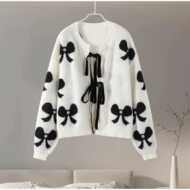 Women's Bow Knitted Cardigan Autumn Dinified Sweater