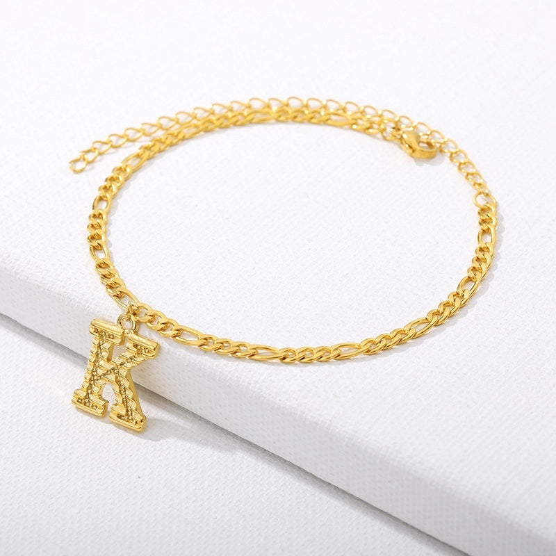 Initial Gold Letter Anklet Alphabet Pendants