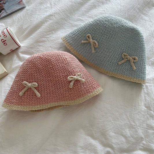 Cute Bow Knitted Fisherman Hat Women