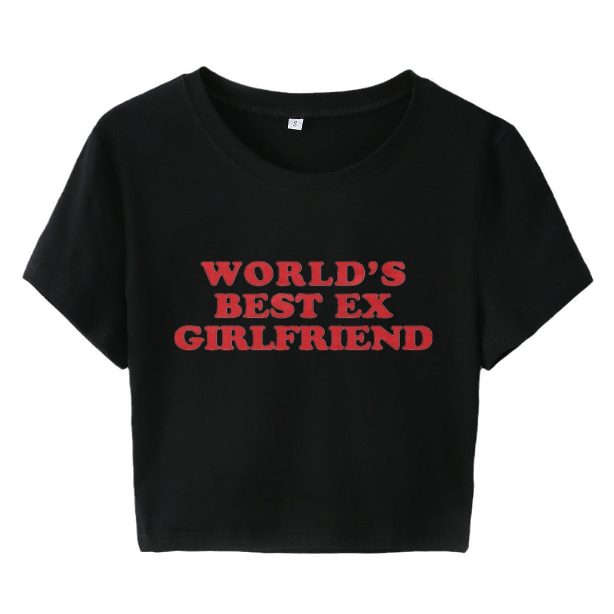 Works Best Ex Girlfriend Letter Printing Crop-top Short Sleeve T-shirt