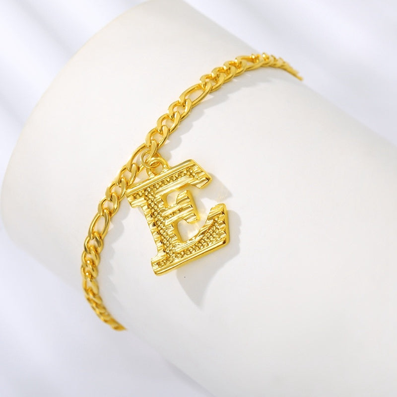 Initial Gold Letter Anklet Alphabet Pendants