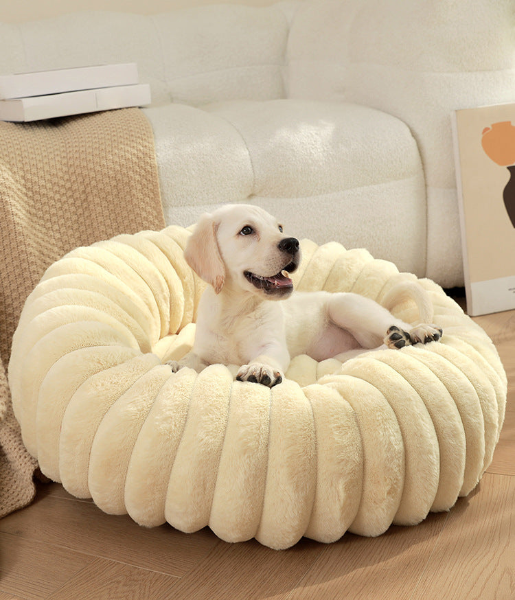 Pet Kennels Long Plush Round Cat Nest Winter Warm Dog Beds Kennel Super Soft Dogs Mat Sofa Pet Deep Sleeping SuppliesPet Products