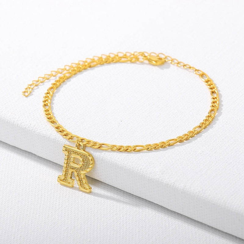 Initial Gold Letter Anklet Alphabet Pendants