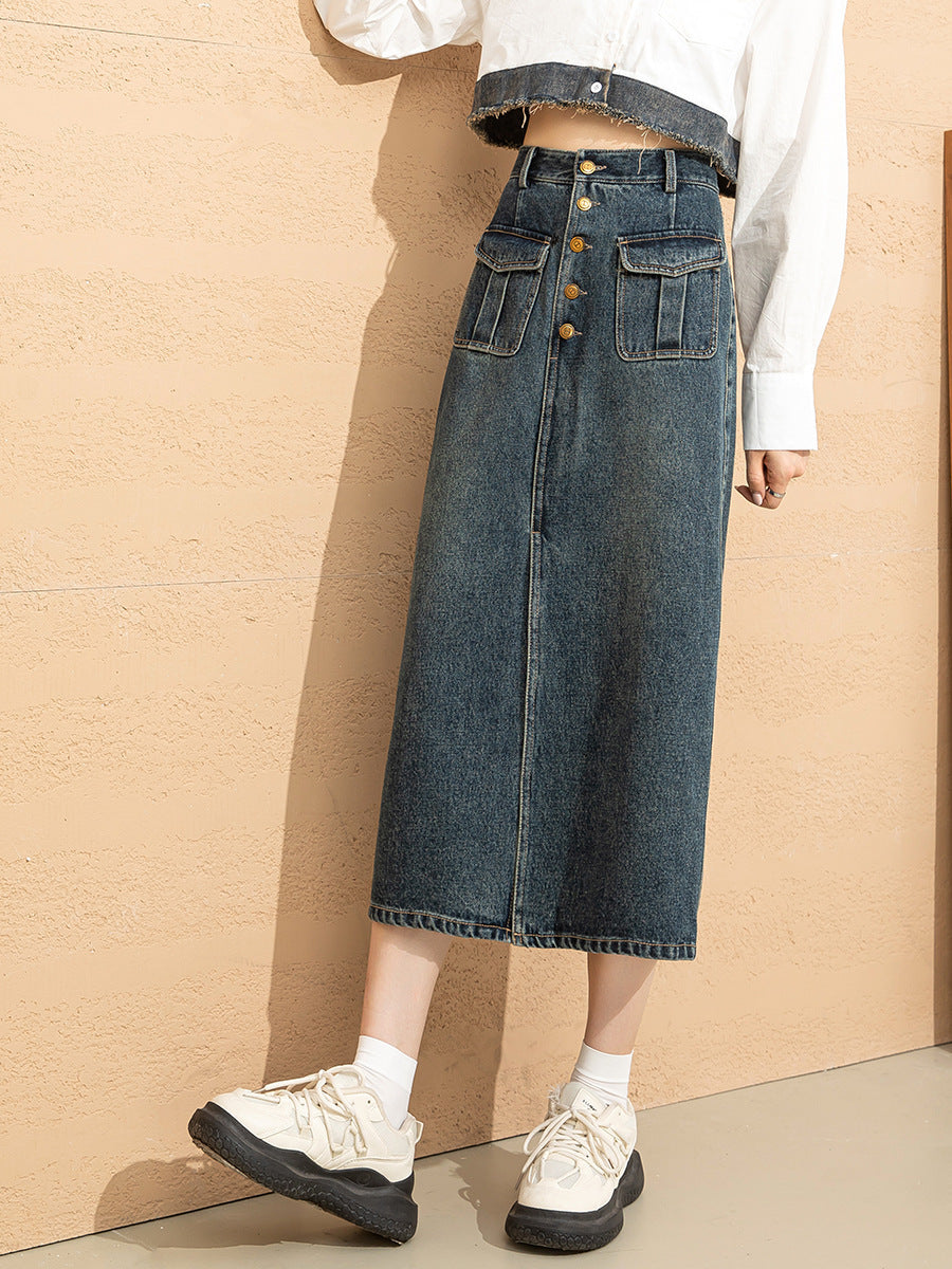 High Waist Work Clothes Denim Skirt For Women