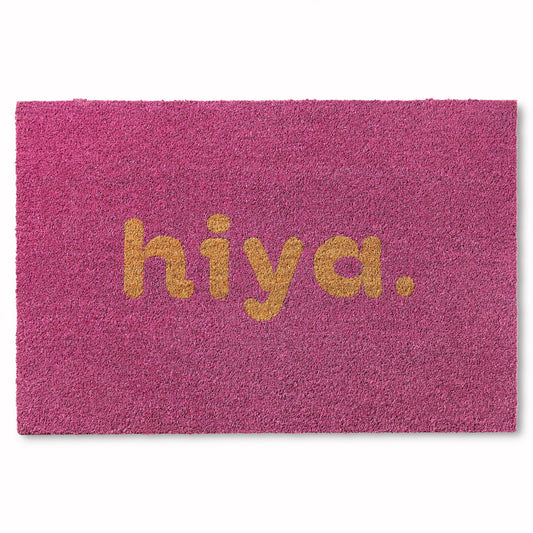 Hiya Painted Welcome Door Mat - Heavyweight Non-Slip Mat, 24"x36"