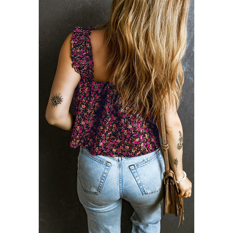 Floral Ruffles Short Vest