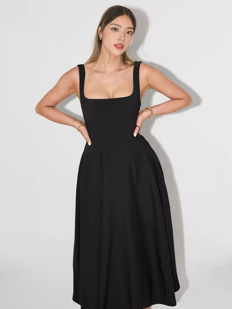 Shoulder Strap Slim Fit Mid-length Dress