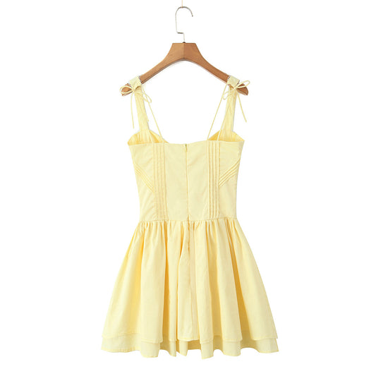 Slim-fitting Patchwork Rope Sling Dress