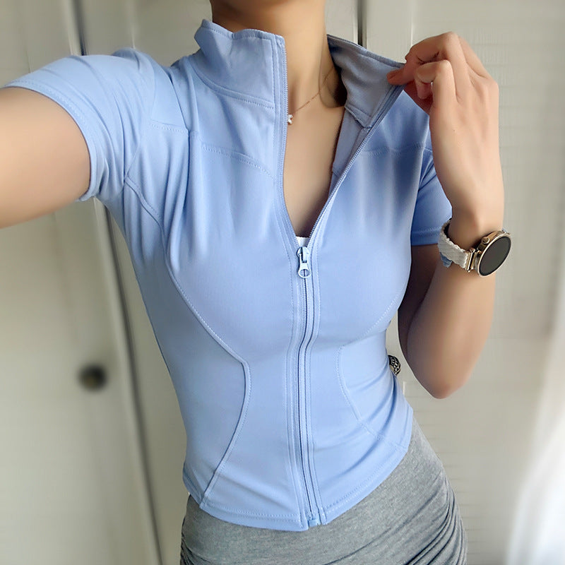 Female Skinny Slimming Quick-drying Breathable Short Sleeves