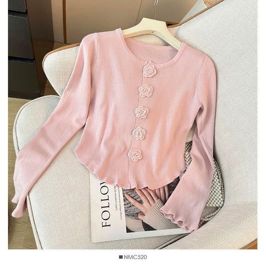 Flower Long Sleeve Sweater Bottoming Shirt Top