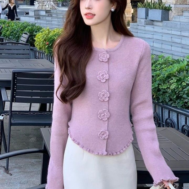 Flower Long Sleeve Sweater Bottoming Shirt Top