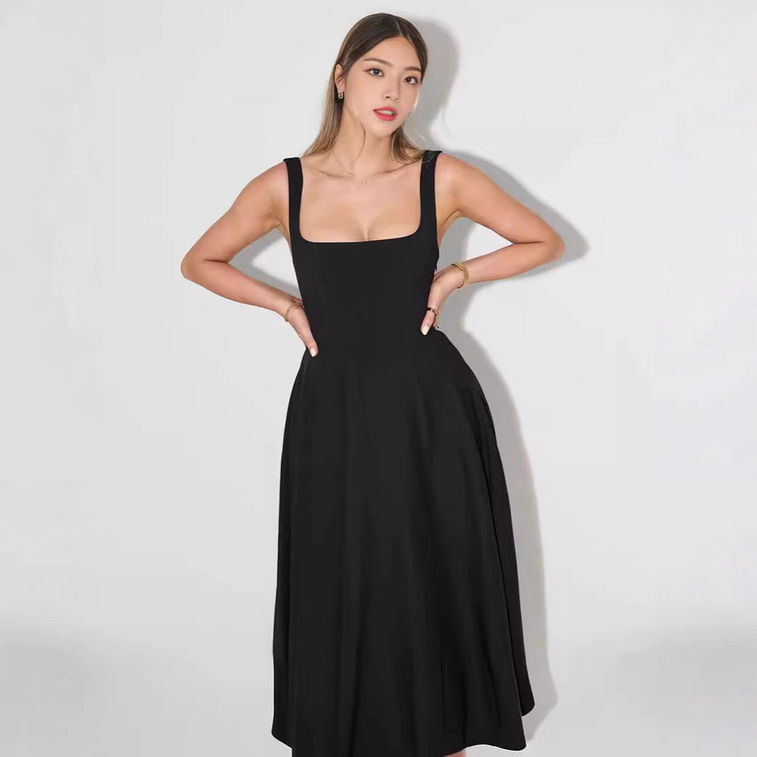 Shoulder Strap Slim Fit Mid-length Dress