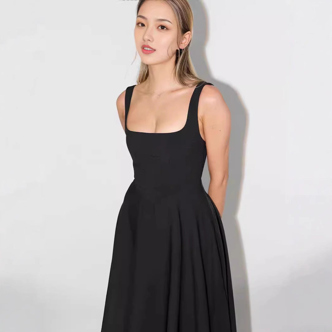 Shoulder Strap Slim Fit Mid-length Dress